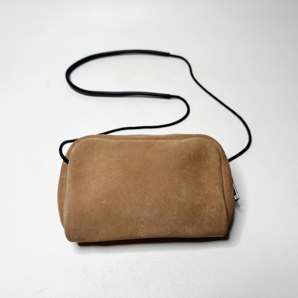 Maria Jobse Suede Pouch Shoulder Bag Crossbody Tan Minimalist Quiet Luxury Chic - Picture 3 of 12
